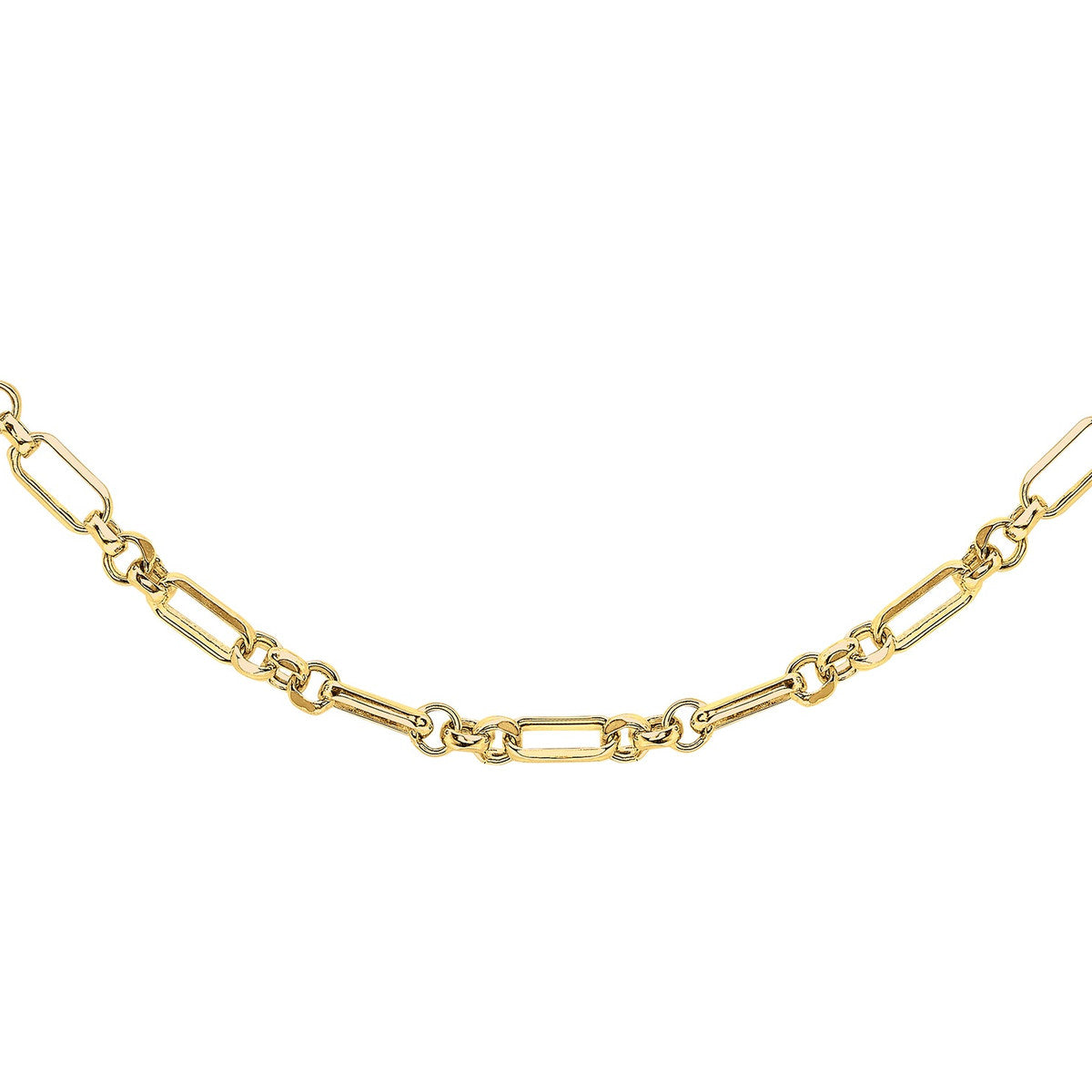 18ct Yellow Gold Diamond Cut Solid Figaro Belcher Necklace main image