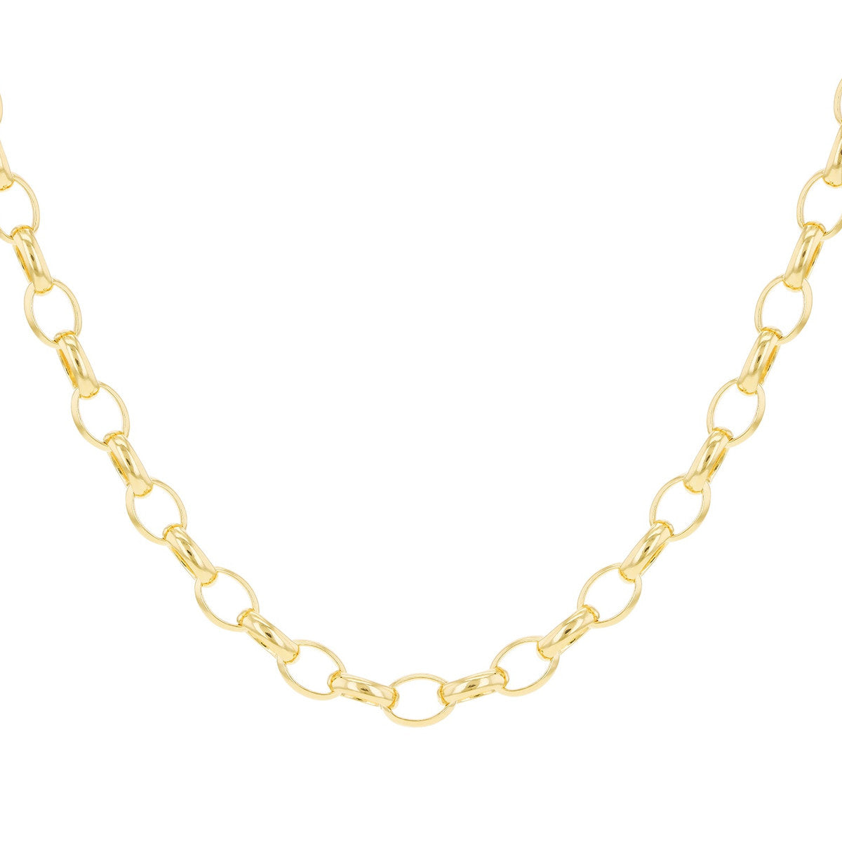 18ct Yellow Gold Solid Oval Belcher Necklace — 3.5mm detail image