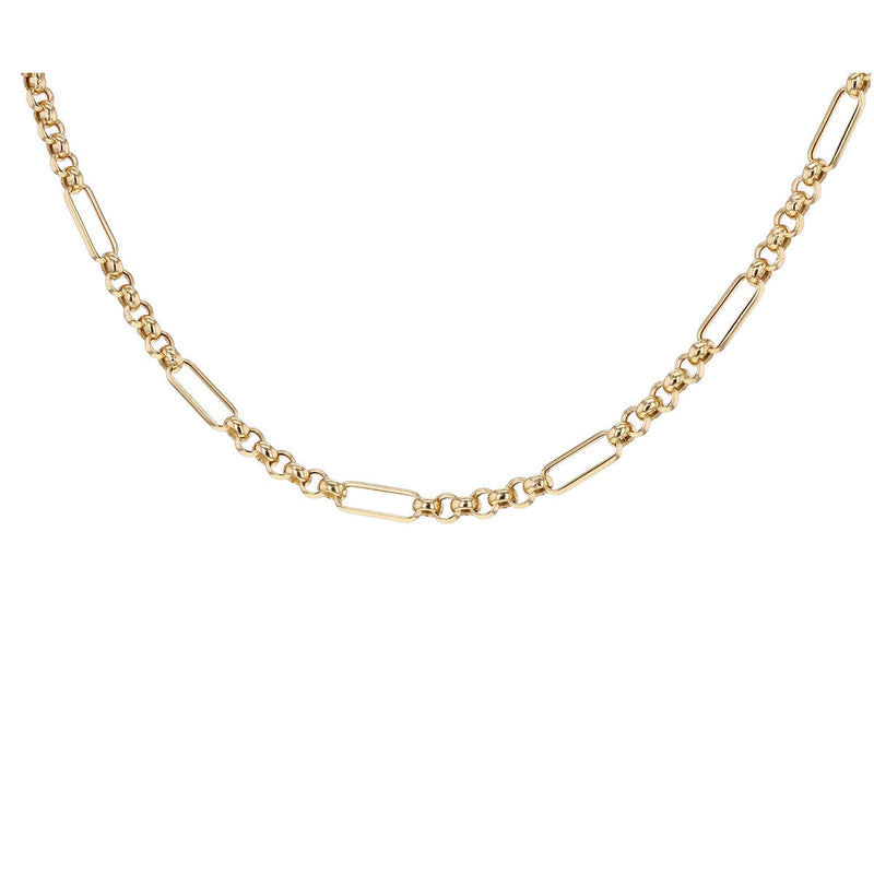 18ct Yellow Gold Hollow Figabelcher Chain Necklace — Chain 3.7mm detail image