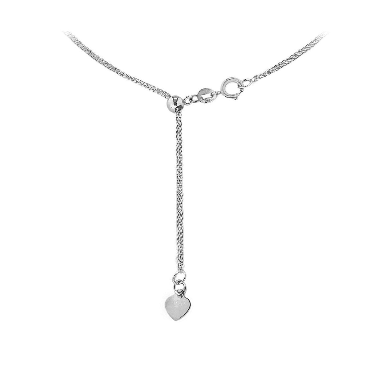 18ct White Gold Spiga Adjustable Slider Necklace — 1mm detail image