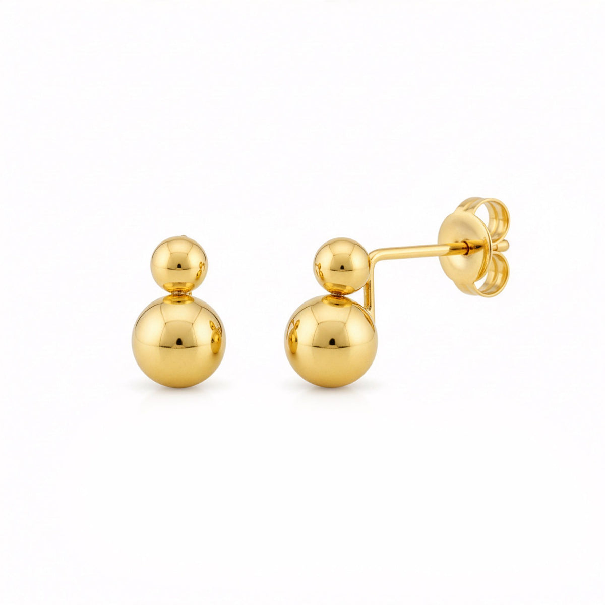 9ct Gold Double Ball Stud Earrings — 3mm and 5mm