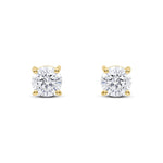 9ct Yellow Gold Round Cubic Zirconia CZ Claw Stud Earrings — 6mm