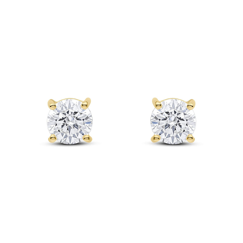 9ct Yellow Gold Round Cubic Zirconia CZ Claw Stud Earrings — 6mm