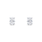 9ct White Gold Oval Cubic Zirconia CZ Claw Stud Earrings — 6x4mm