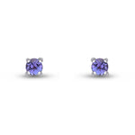 9ct White Gold Round Natural Tanzanite Claw Stud Earrings — 3mm