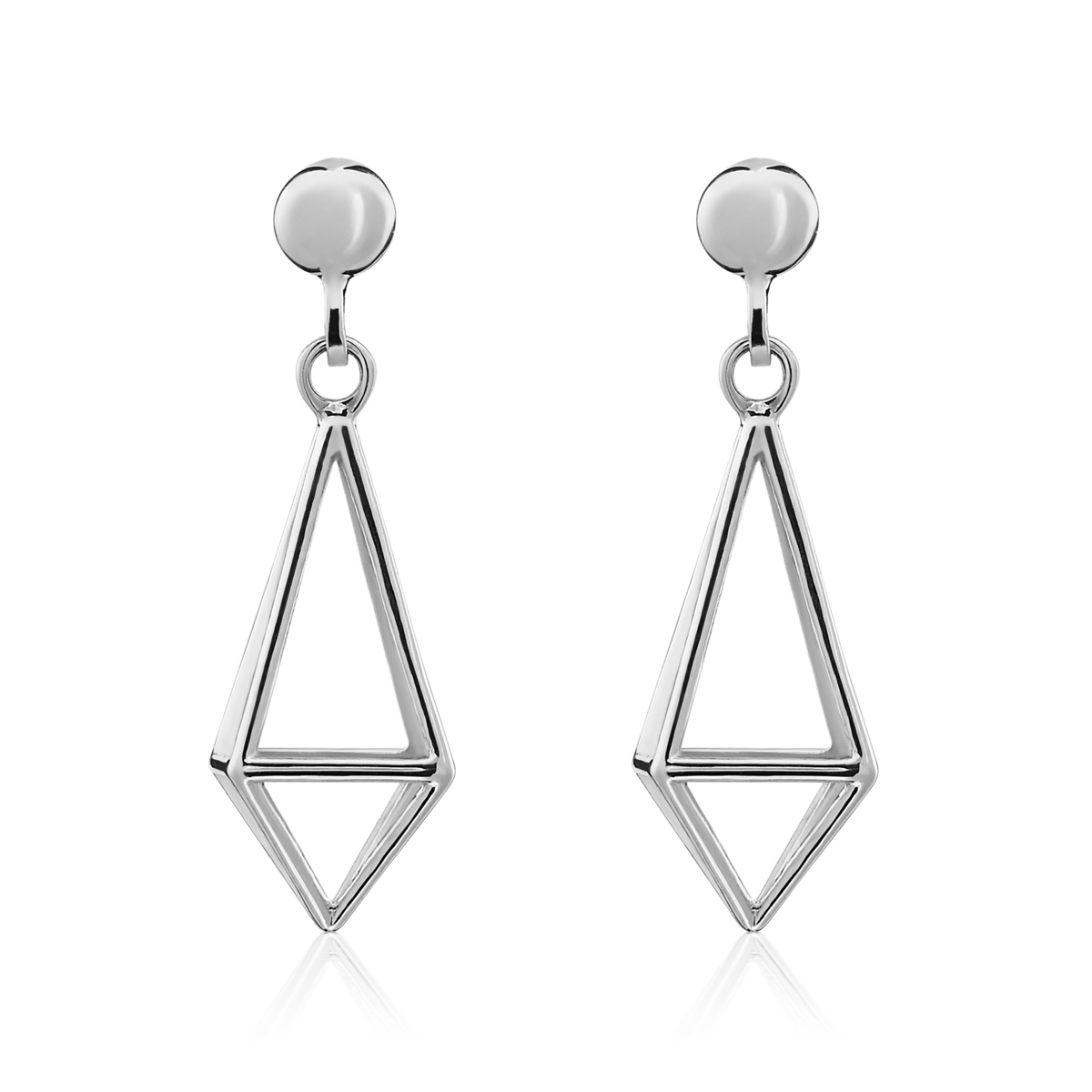 9ct White Gold 3D Kite Drop Earrings
