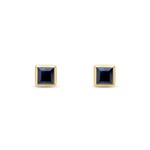 9ct Yellow Gold Square Natural Sapphire Rubover Stud Earrings — 3mm