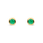 9ct Yellow Gold Rubover Set Natural Emerald Stud Earrings