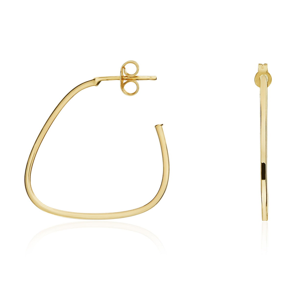 9ct Gold Triangle Peg and Scroll Hoop Earrings