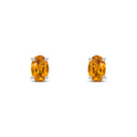 9ct White Gold Oval Natural Citrine Claw Stud Earrings — 6x4mm