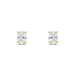 9ct Yellow Gold Oval Cubic Zirconia CZ Claw Stud Earrings — 6x4mm