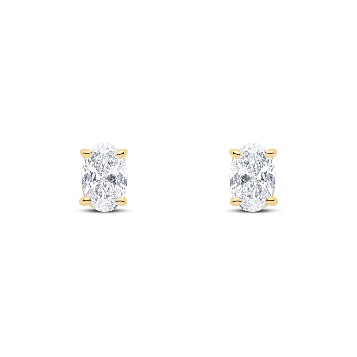 9ct Yellow Gold Oval Cubic Zirconia CZ Claw Stud Earrings — 6x4mm