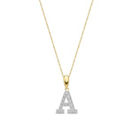9ct Yellow Gold Large Cubic Zirconia Initial Pendant - Initial A