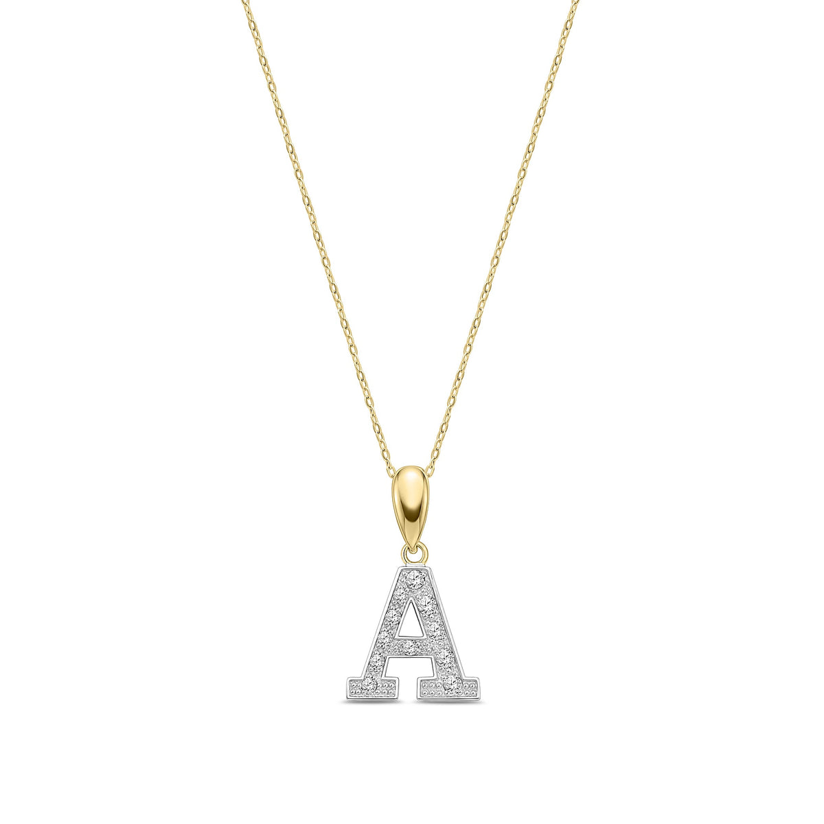 9ct Yellow Gold Large Cubic Zirconia Initial Pendant - Initial A
