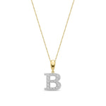 9ct Yellow Gold Large Cubic Zirconia Initial Pendant - Initial B
