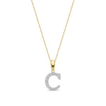 9ct Yellow Gold Large Cubic Zirconia Initial Pendant - Initial C