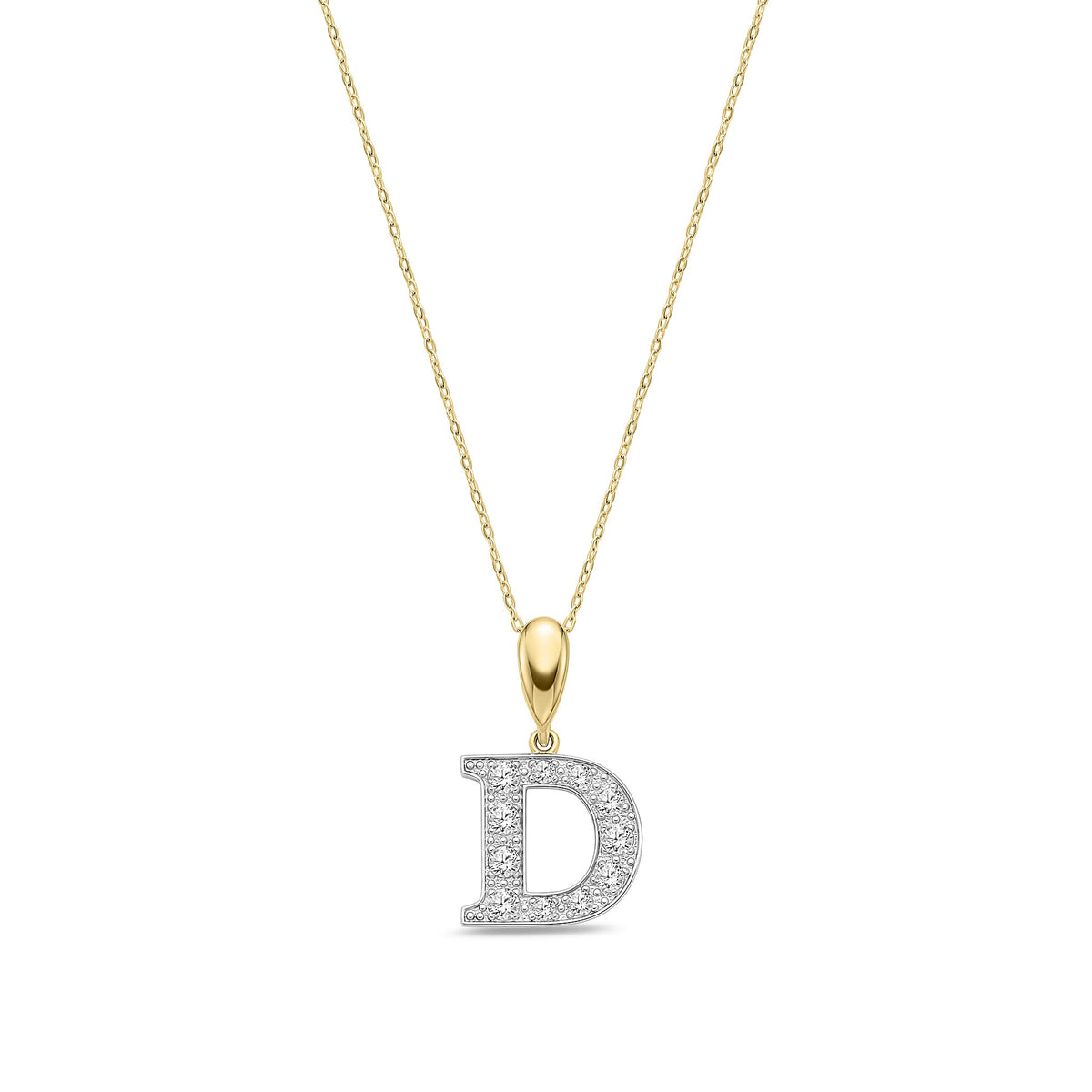9ct Yellow Gold Large Cubic Zirconia Initial Pendant - Initial D
