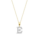 9ct Yellow Gold Large Cubic Zirconia Initial Pendant - Initial E