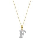 9ct Yellow Gold Large Cubic Zirconia Initial Pendant - Initial F
