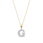 9ct Yellow Gold Large Cubic Zirconia Initial Pendant - Initial G