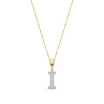 9ct Yellow Gold Large Cubic Zirconia Initial Pendant - Initial I