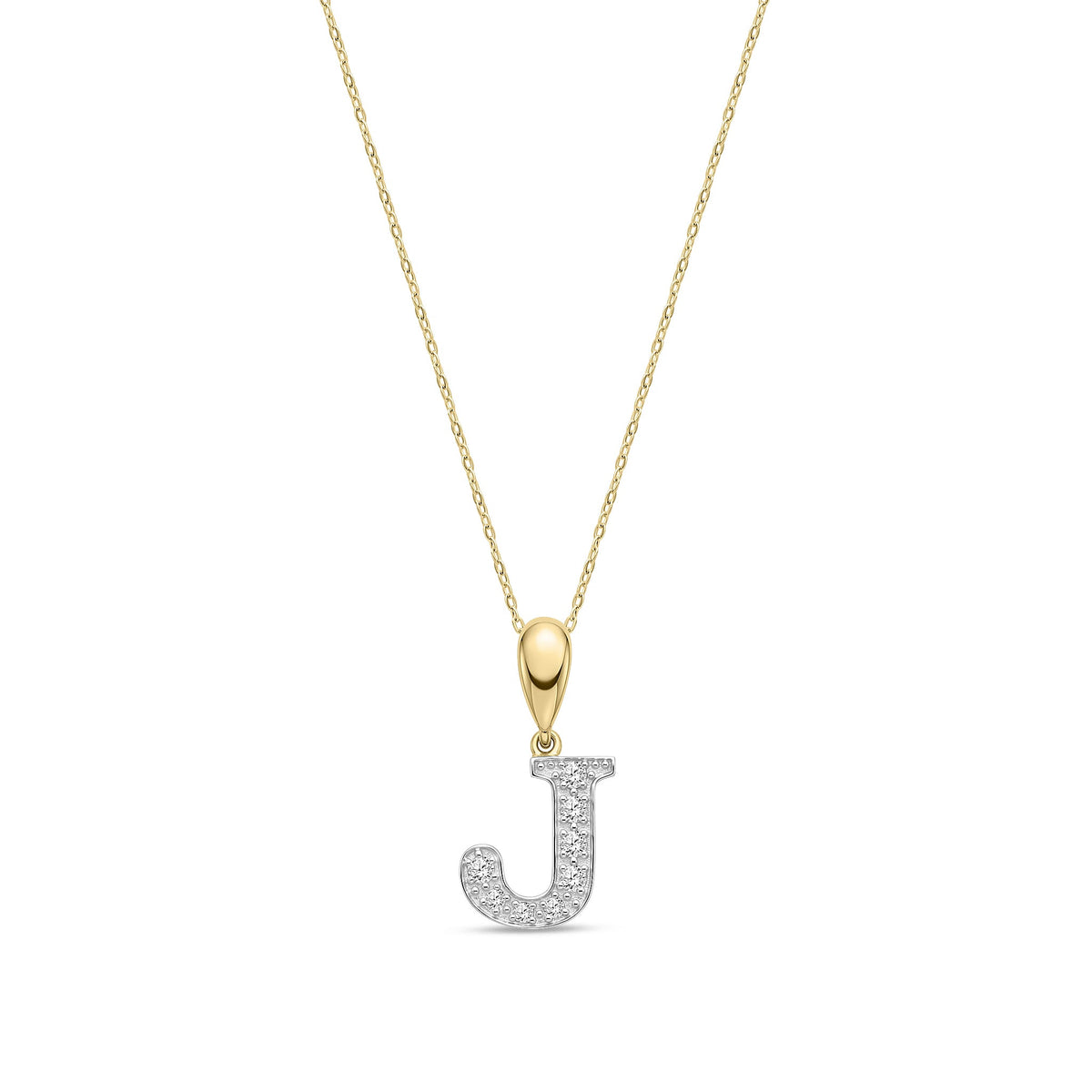 9ct Yellow Gold Large Cubic Zirconia Initial Pendant - Initial J