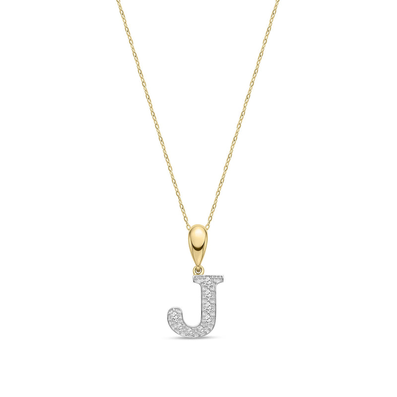 9ct Yellow Gold Large Cubic Zirconia Initial Pendant - Initial J