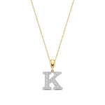 9ct Yellow Gold Large Cubic Zirconia Initial Pendant - Initial K