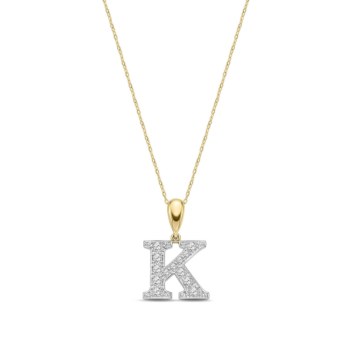 9ct Yellow Gold Large Cubic Zirconia Initial Pendant - Initial K