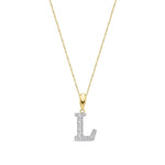 9ct Yellow Gold Large Cubic Zirconia Initial Pendant - Initial L
