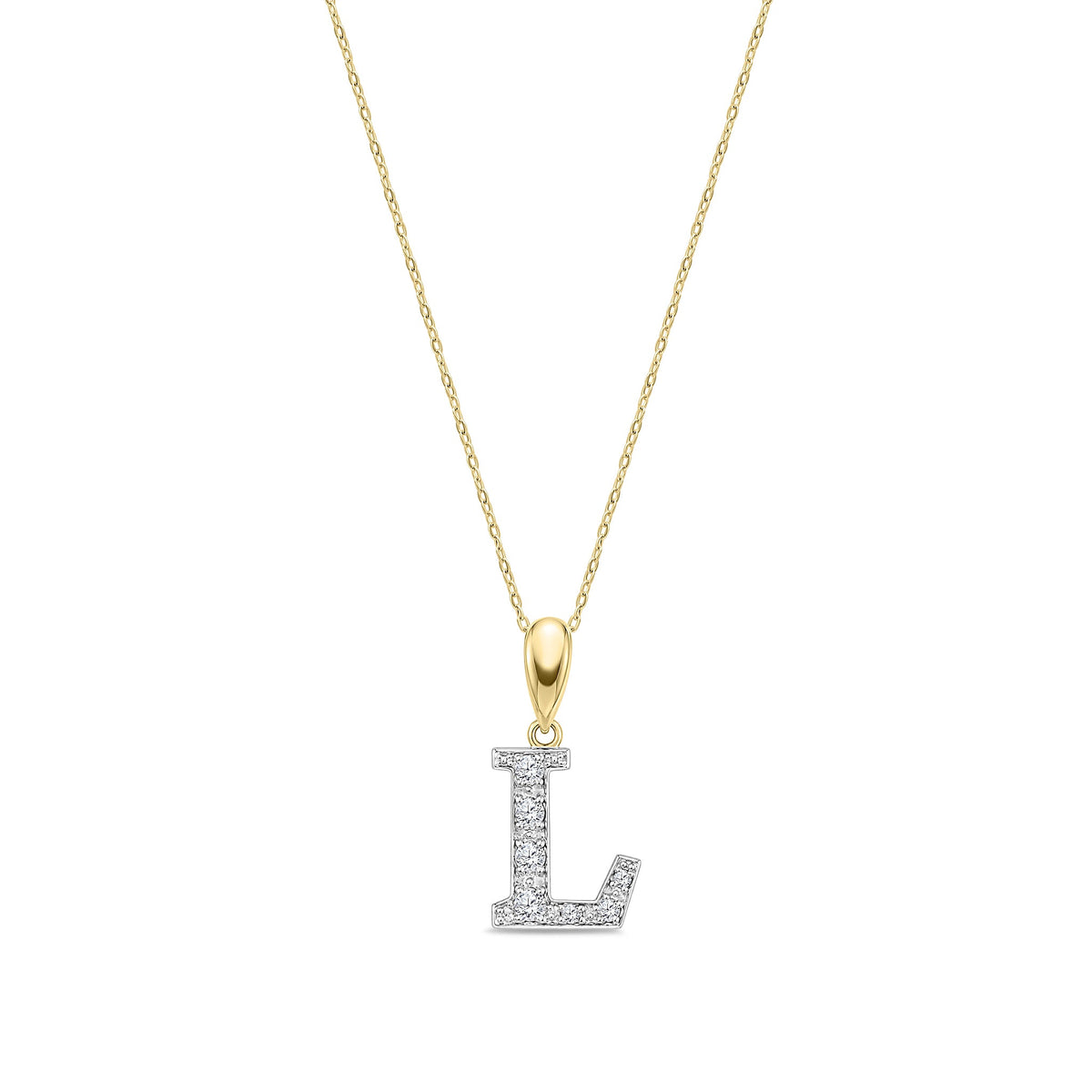 9ct Yellow Gold Large Cubic Zirconia Initial Pendant - Initial L