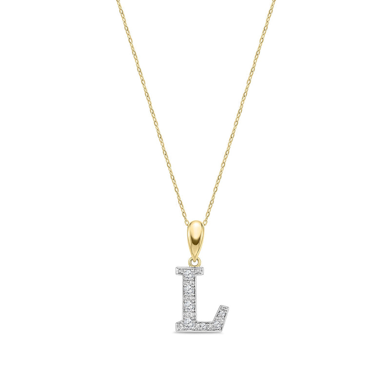 9ct Yellow Gold Large Cubic Zirconia Initial Pendant - Initial L
