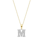 9ct Yellow Gold Large Cubic Zirconia Initial Pendant - Initial M