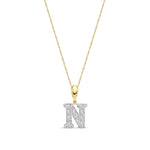 9ct Yellow Gold Large Cubic Zirconia Initial Pendant - Initial N