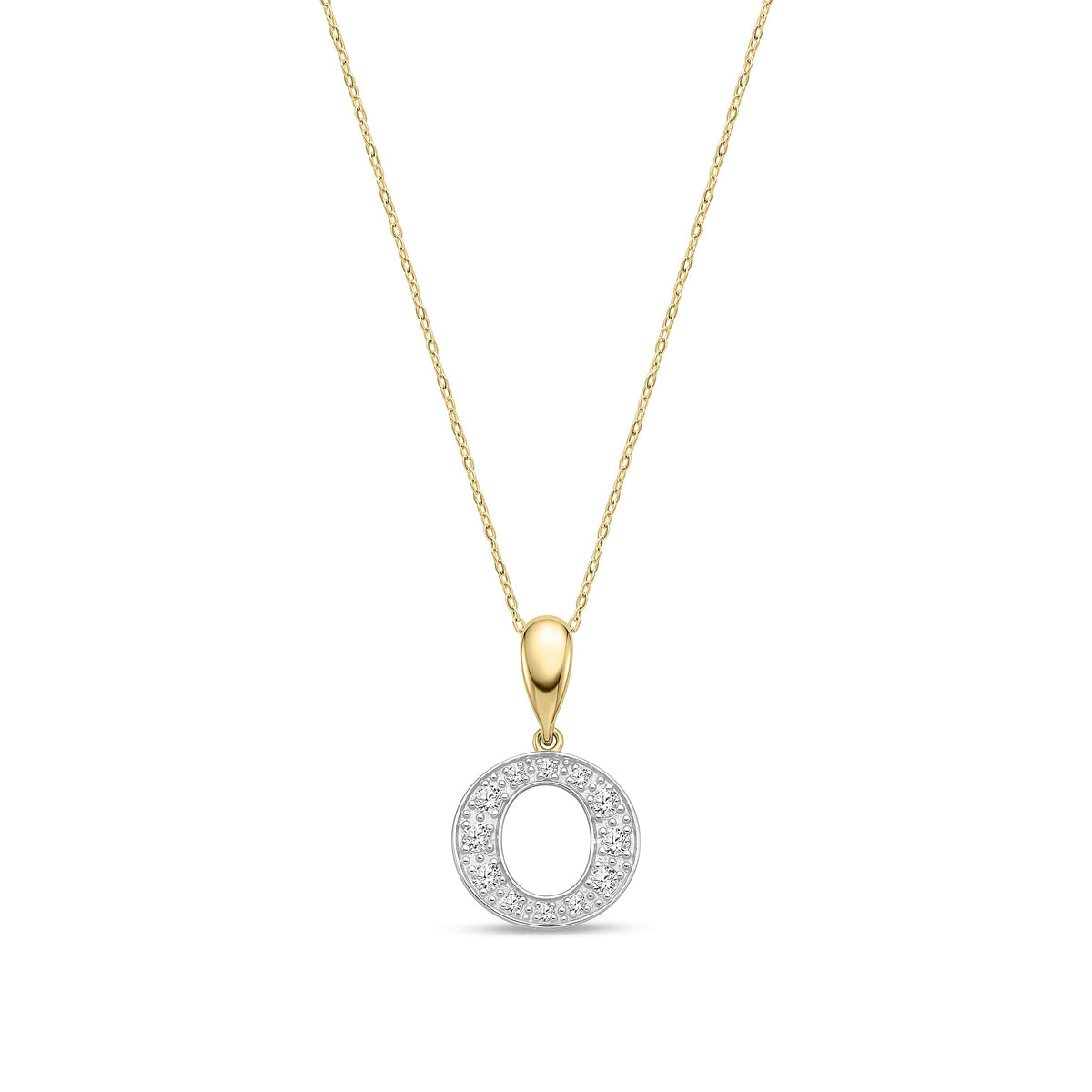 9ct Yellow Gold Large Cubic Zirconia Initial Pendant - Initial O