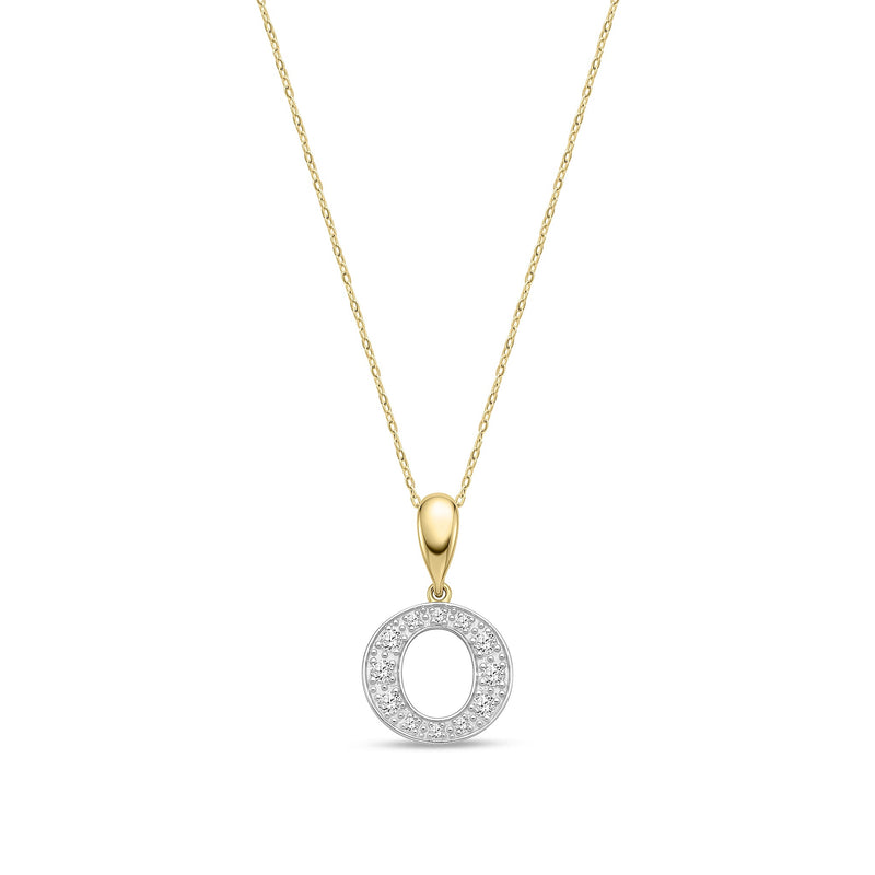 9ct Yellow Gold Large Cubic Zirconia Initial Pendant - Initial O