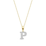 9ct Yellow Gold Large Cubic Zirconia Initial Pendant - Initial P