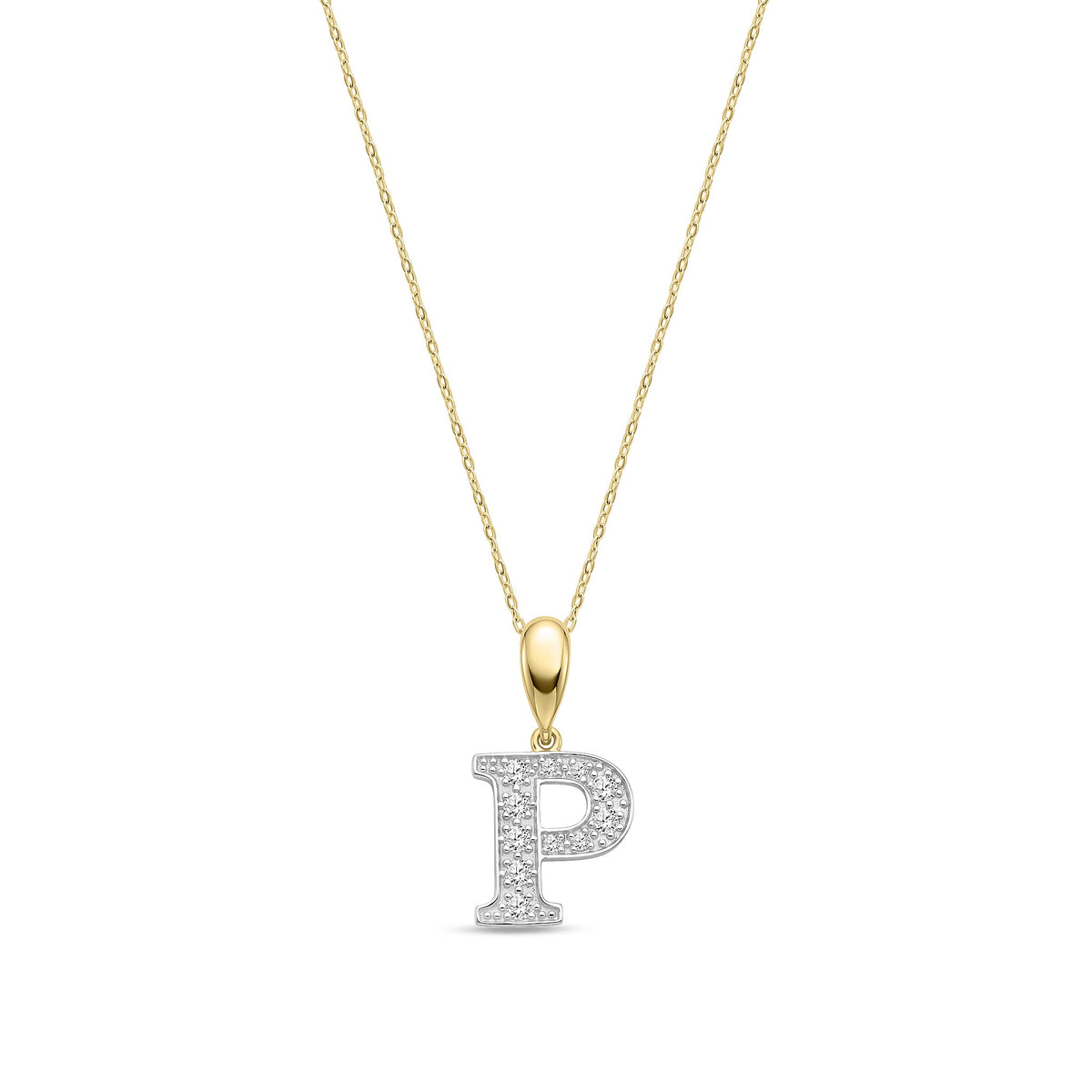 9ct Yellow Gold Large Cubic Zirconia Initial Pendant - Initial P