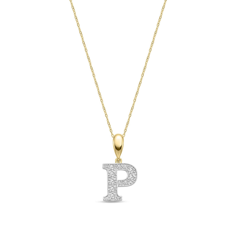9ct Yellow Gold Large Cubic Zirconia Initial Pendant - Initial P