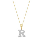 9ct Yellow Gold Large Cubic Zirconia Initial Pendant - Initial R