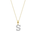 9ct Yellow Gold Large Cubic Zirconia Initial Pendant - Initial S