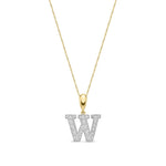 9ct Yellow Gold Large Cubic Zirconia Initial Pendant - Initial W