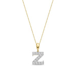 9ct Yellow Gold Large Cubic Zirconia Initial Pendant - Initial Z