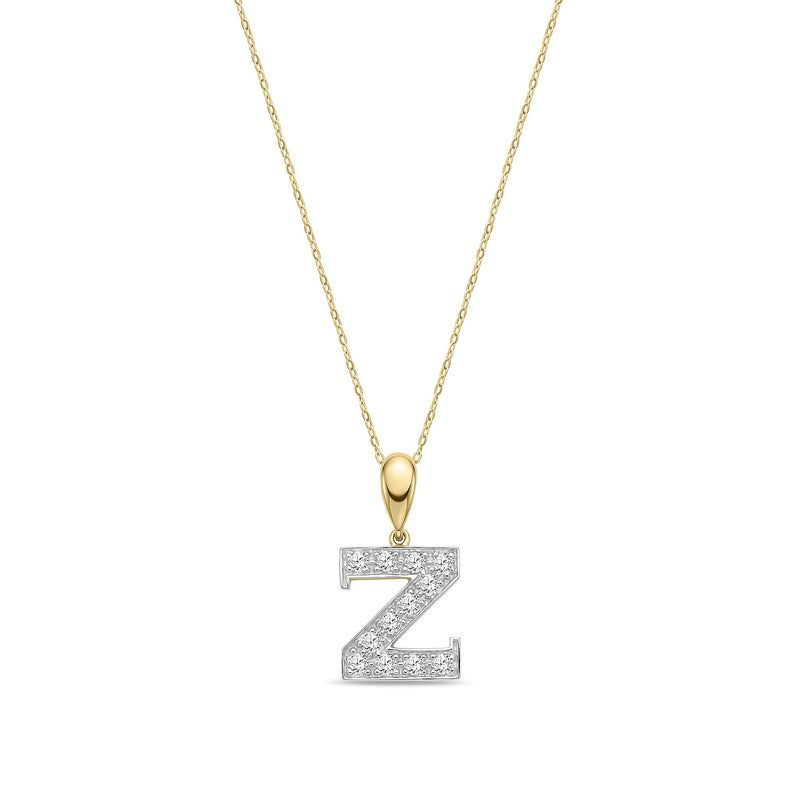 9ct Yellow Gold Large Cubic Zirconia Initial Pendant - Initial Z