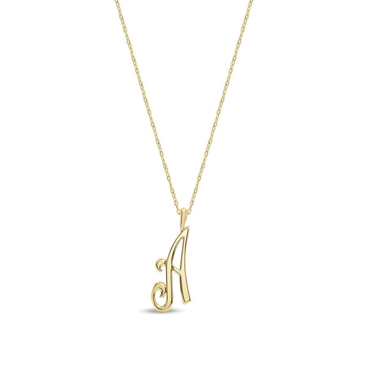 9ct Yellow Gold Script Initial Pendant - Initial A