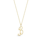 9ct Yellow Gold Script Initial Pendant - Initial B