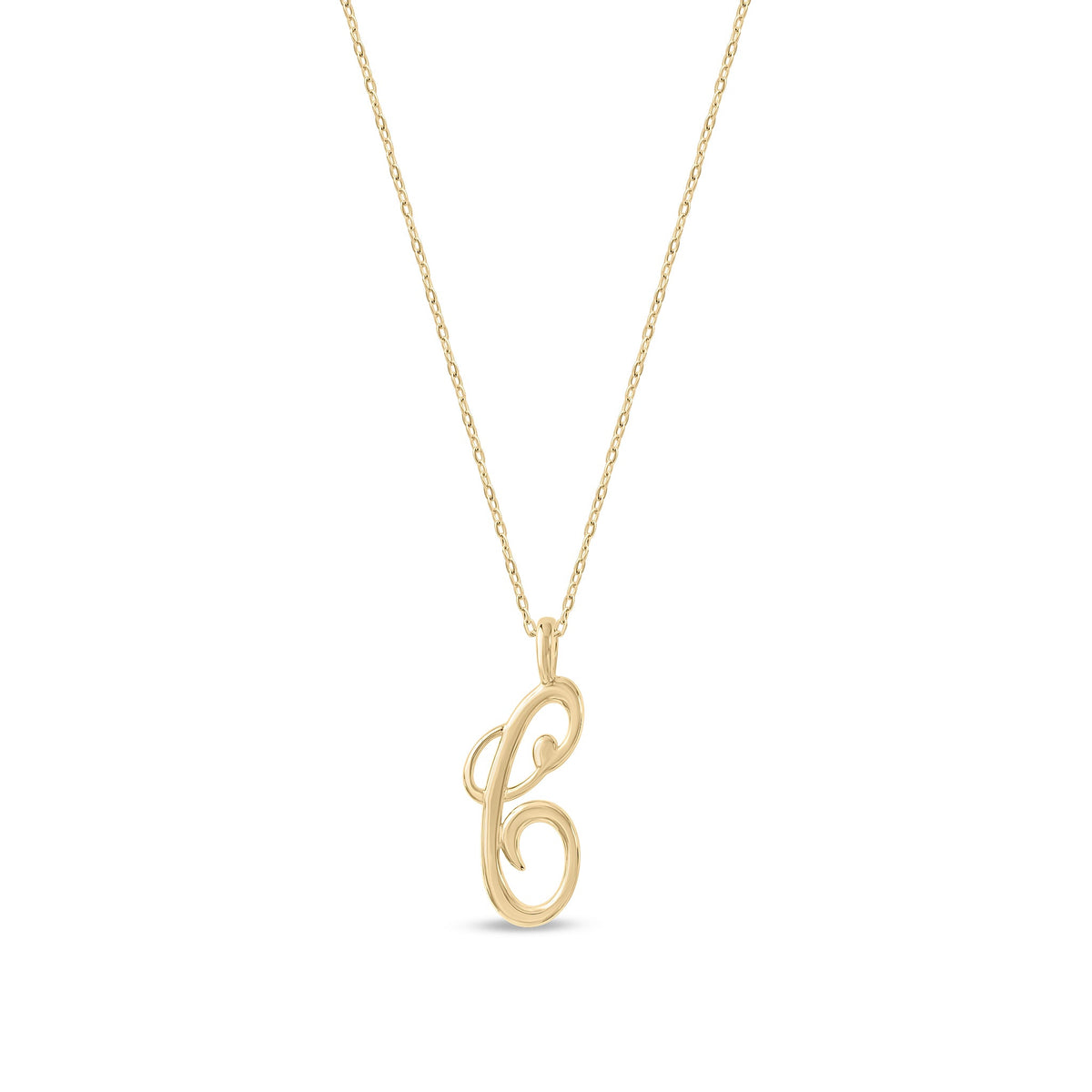 9ct Yellow Gold Script Initial Pendant - Initial C