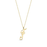 9ct Yellow Gold Script Initial Pendant - Initial F