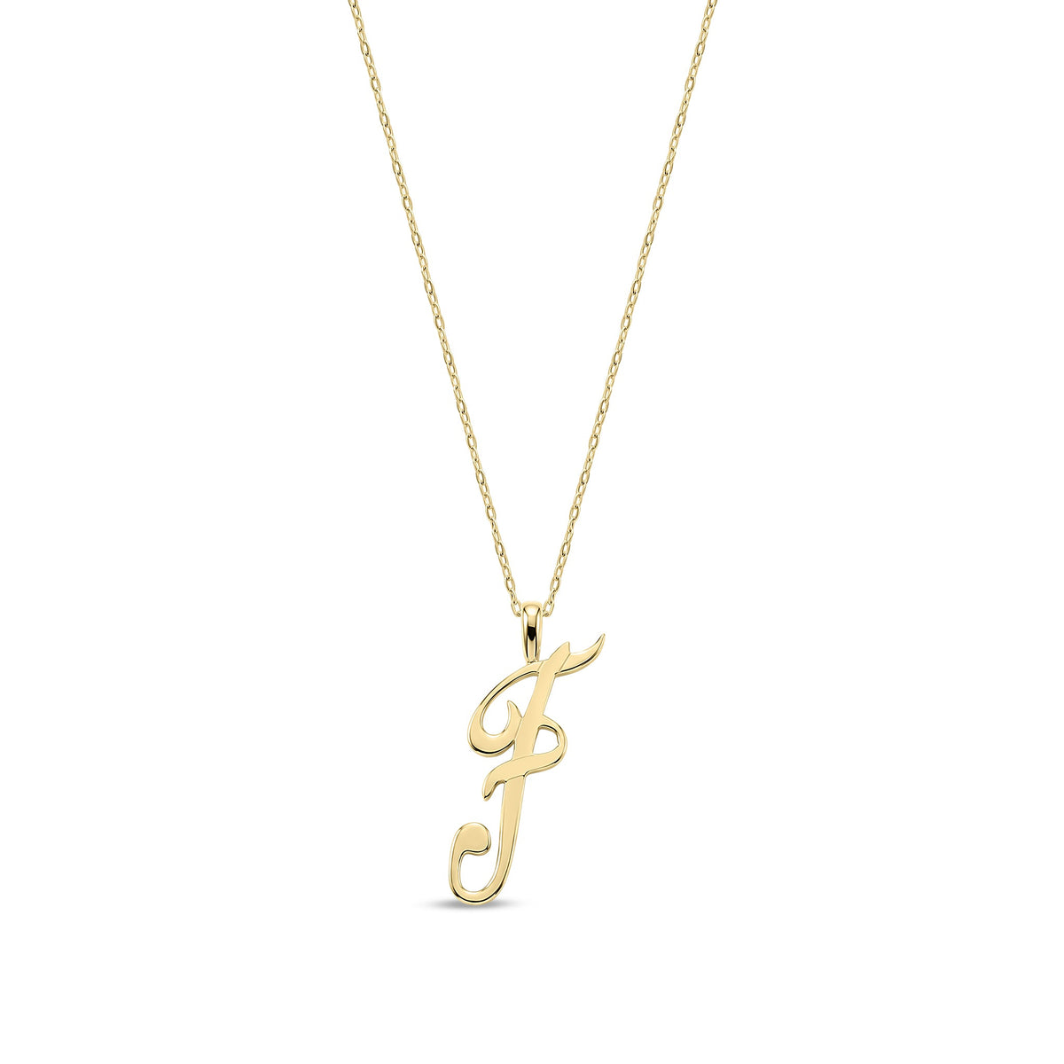 9ct Yellow Gold Script Initial Pendant - Initial F