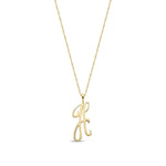 9ct Yellow Gold Script Initial Pendant - Initial H
